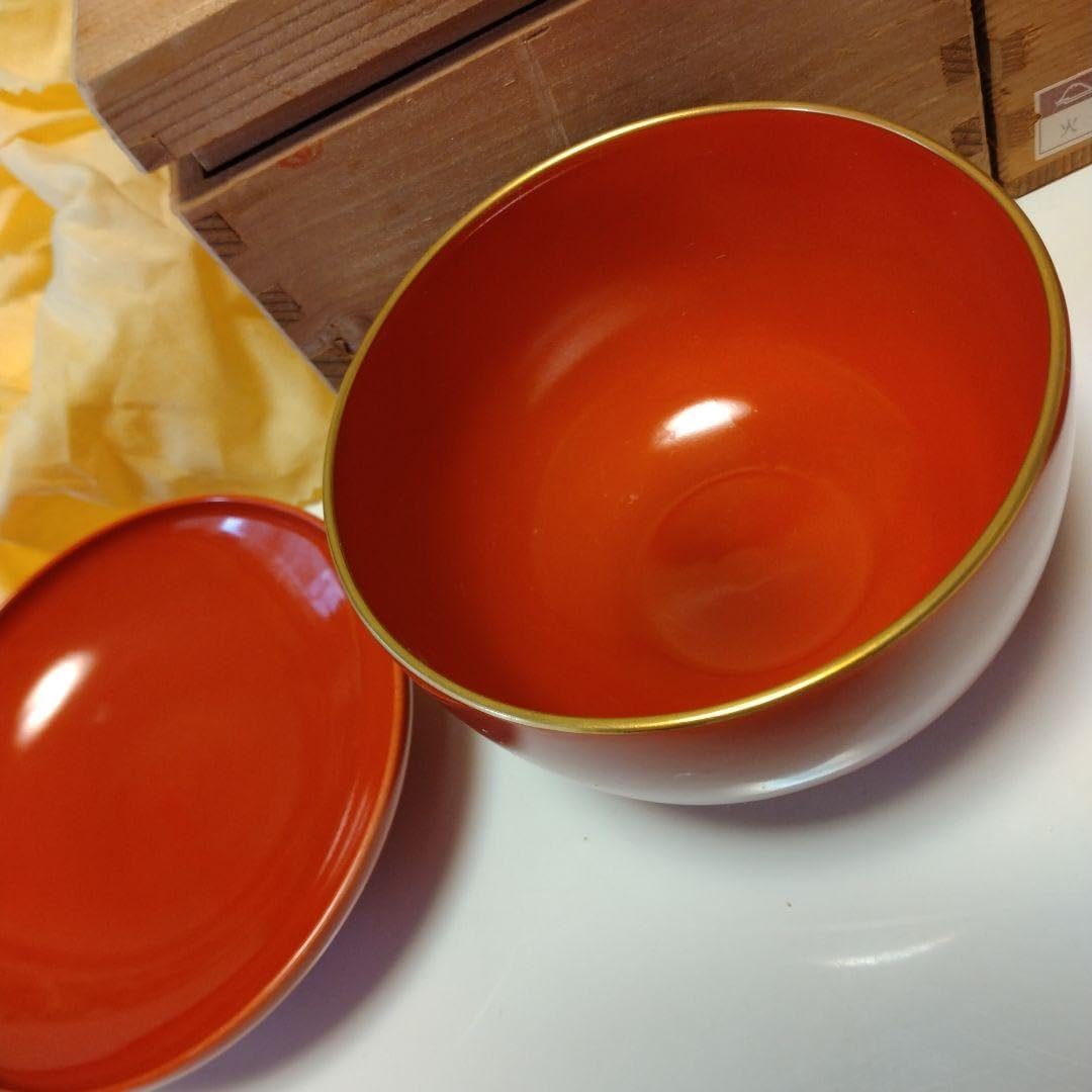 【希少】深川製磁　火風（赤✕金）　松型雑煮碗　有田焼　2客セット　未使用長期保管 深川製磁 火風（赤✕金） 松型雑煮碗 有田焼 2客セット